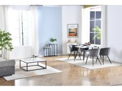 Lot De 2 Chaises De Salle à Manger, Fauteuil Scandinave, Assise Et Dossier Rembourrée En Velours Gris Foncé, Largeur D'assise 45 Cm, Pieds En Métal Noir, Charge 110 Kg, Pour Salon, Chambre à Coucher, Cuisine, Bureau -Magasin de meubles de restaurant chaise 9526147