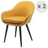CANCUN - Chaise Scandinave Tissu Curry Pieds Métal Noir(x2) 2 CANCUN - Chaise Scandinave Tissu Curry Pieds Métal Noir(x2) -Magasin de meubles de restaurant chaise 9531531