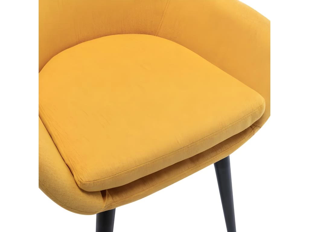 CANCUN - Chaise Scandinave Tissu Curry Pieds Métal Noir(x2) 6 CANCUN - Chaise Scandinave Tissu Curry Pieds Métal Noir(x2) – Image 4