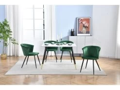 Lot De 2 Chaises De Salle à Manger, Fauteuil Scandinave, Assise Et Dossier Rembourrée En Velours Vert, Largeur D'assise 45 Cm, Pieds En Métal Noir, Charge 110 Kg, Pour Salon, Chambre à Coucher, Cuisine, Bureau 9 Lot De 2 Chaises De Salle à Manger, Fauteuil Scandinave, Assise Et Dossier Rembourrée En Velours Vert, Largeur D'assise 45 Cm, Pieds En Métal Noir, Charge 110 Kg, Pour Salon, Chambre à Coucher, Cuisine, Bureau -Magasin de meubles de restaurant chaise 9531565
