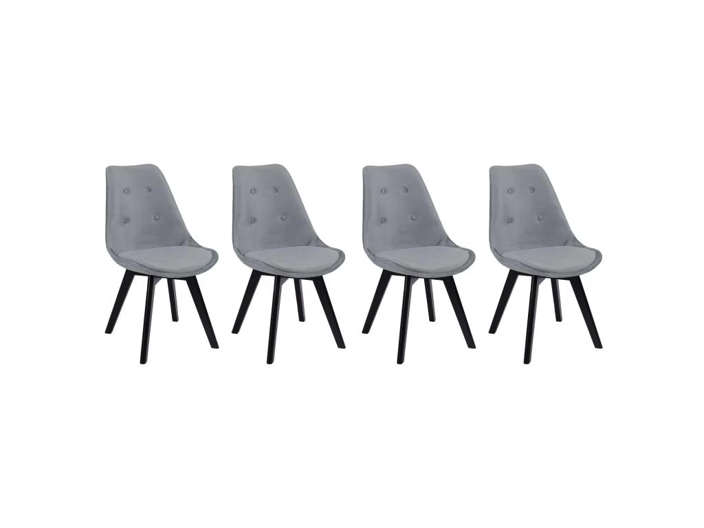 Lot De 4 Chaises En Velours NORA Grises Avec Coussin - HAPPY GARDEN 4 Lot De 4 Chaises En Velours NORA Grises Avec Coussin - HAPPY GARDEN – Image 2