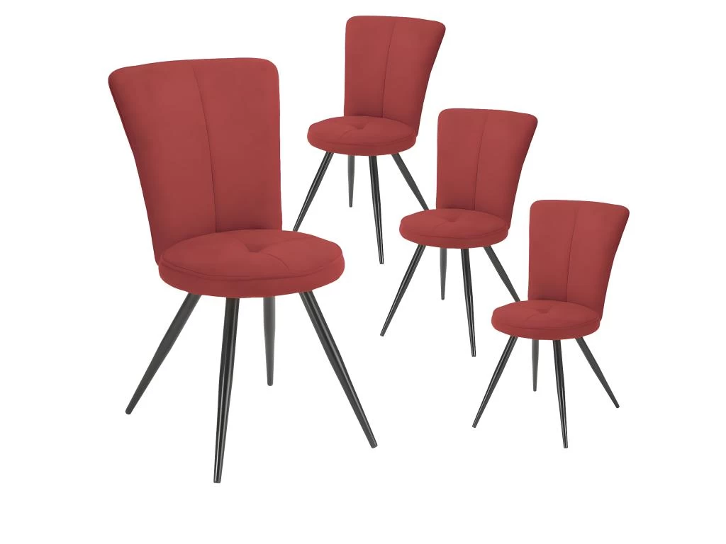 PARIL - Lot De 4 Chaises Matelassées Rouges 3 PARIL - Lot De 4 Chaises Matelassées Rouges