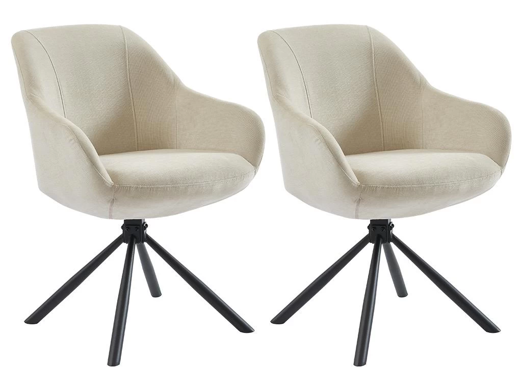 Lot De 2 Chaises Avec Accoudoirs En Tissu Et Métal - Beige - MADIALI De Pascal MORABITO 3 Lot De 2 Chaises Avec Accoudoirs En Tissu Et Métal - Beige - MADIALI De Pascal MORABITO