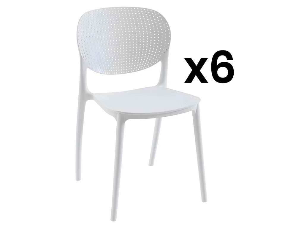 Lot De 6 Chaises Empilables En Polypropylène - Blanc - CARETANE 3 Lot De 6 Chaises Empilables En Polypropylène - Blanc - CARETANE