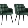 Lot De 2 Chaises Avec Accoudoirs - Velours Et Métal - Vert - PEGA De Pascal MORABITO -Magasin de meubles de restaurant ensemble table chaises 423593
