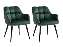 Lot De 2 Chaises Avec Accoudoirs - Velours Et Métal - Vert - PEGA De Pascal MORABITO