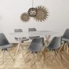 Ensemble Table + 6 Chaises - Blanc, Gris Et Naturel Clair - SERANI -Magasin de meubles de restaurant ensemble table et chaise 10732125