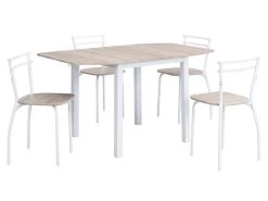 Ensemble Table + 4 Chaises En MDF Et Métal - Naturel Et Blanc - MAEWIN 14 Ensemble Table + 4 Chaises En MDF Et Métal - Naturel Et Blanc - MAEWIN -Magasin de meubles de restaurant ensemble table et chaise 12307397