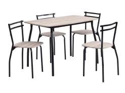 Ensemble Table + 4 Chaises En MDF Et Métal - Naturel Et Noir - FELONA 12 Ensemble Table + 4 Chaises En MDF Et Métal - Naturel Et Noir - FELONA -Magasin de meubles de restaurant ensemble table et chaise 12341669
