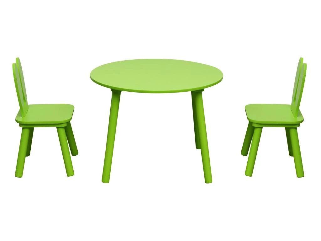 Ensemble De Table Et 2 Chaises Pour Enfants En Bois Verte 4 Ensemble De Table Et 2 Chaises Pour Enfants En Bois Verte – Image 2