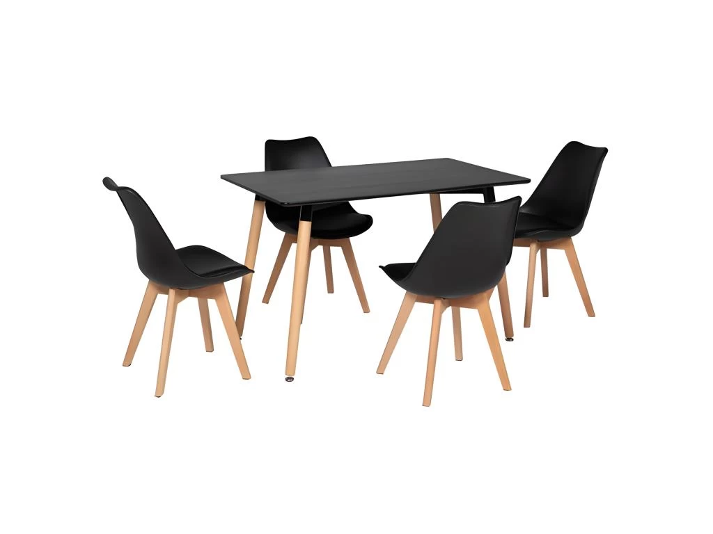 Ensemble Table Rectangulaire 120cm PIA Et 4 Chaises NORA Noir - HAPPY GARDEN 3 Ensemble Table Rectangulaire 120cm PIA Et 4 Chaises NORA Noir - HAPPY GARDEN