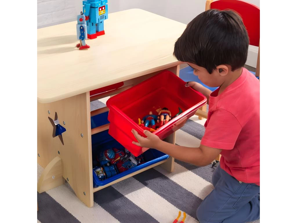 Table, Chaises Et Bac Rangement Enfant En Bois Etoile 7 Table, Chaises Et Bac Rangement Enfant En Bois Etoile – Image 5