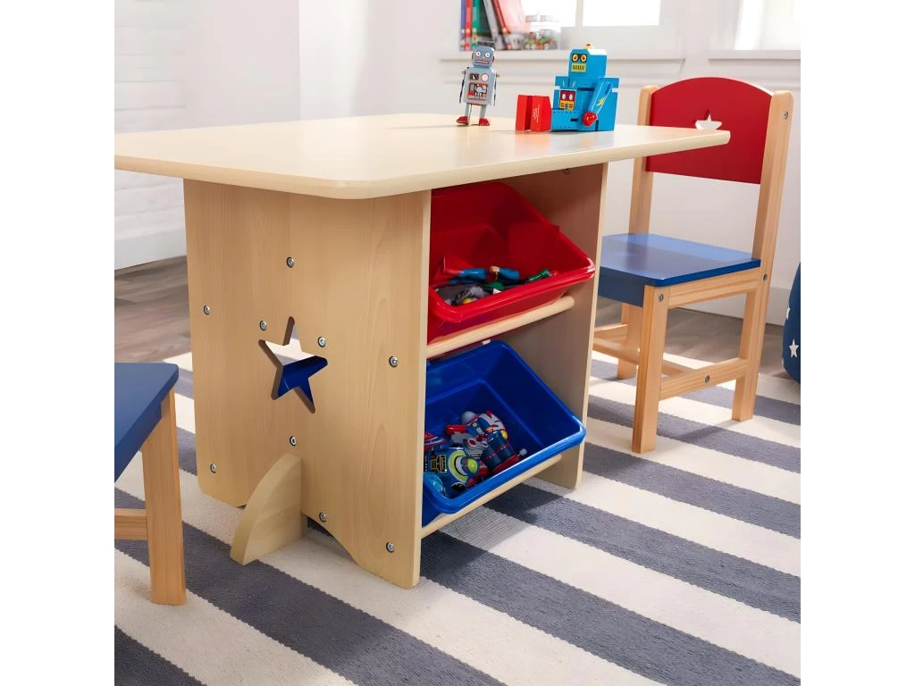 Table, Chaises Et Bac Rangement Enfant En Bois Etoile 9 Table, Chaises Et Bac Rangement Enfant En Bois Etoile – Image 7