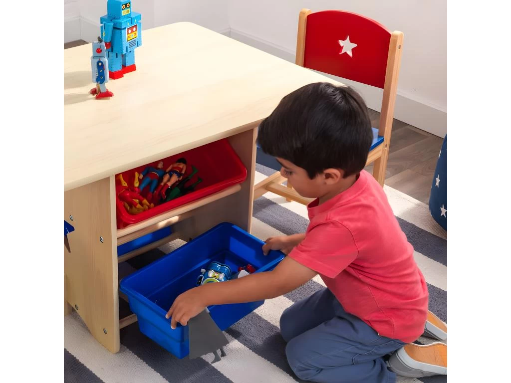 Table, Chaises Et Bac Rangement Enfant En Bois Etoile 12 Table, Chaises Et Bac Rangement Enfant En Bois Etoile – Image 10