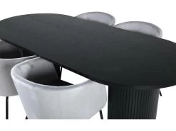 BiancaBL Ensemble Table, Table Noir Et 4 Berit Chaises Velours Gris. -Magasin de meubles de restaurant ensemble table et chaise 22189333