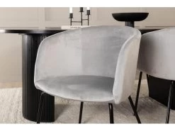 BiancaBL Ensemble Table, Table Noir Et 4 Berit Chaises Velours Gris. -Magasin de meubles de restaurant ensemble table et chaise 22189341