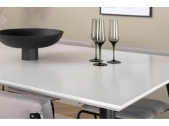 Jimmy150 Ensemble Table, Table Extensible Longueur Cm150 / 240 Blanc Et 4 Kenth Chaises Velours Gris. -Magasin de meubles de restaurant ensemble table et chaise 22190423
