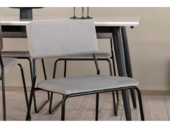 Jimmy150 Ensemble Table, Table Extensible Longueur Cm150 / 240 Blanc Et 4 Kenth Chaises Velours Gris. -Magasin de meubles de restaurant ensemble table et chaise 22190425