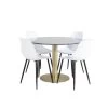 EstelleØ106BLBR Ensemble Table, Table Noir, Marbre Et 4 Polar Chaises Blanc. -Magasin de meubles de restaurant ensemble table et chaise 22191415