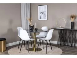 EstelleØ106BLBR Ensemble Table, Table Noir, Marbre Et 4 Polar Chaises Blanc. 10 EstelleØ106BLBR Ensemble Table, Table Noir, Marbre Et 4 Polar Chaises Blanc. -Magasin de meubles de restaurant ensemble table et chaise 22191421