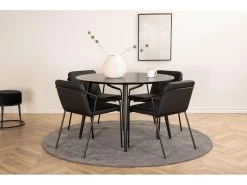 DippØ115BLBL Ensemble Table, Table Noir Et 4 Tvist Chaises Similicuir PU Noir.