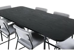UnoBL Ensemble Table, Table Noir Et 6 Kenth Chaises Velours Gris. -Magasin de meubles de restaurant ensemble table et chaise 22192269