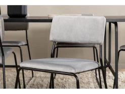 UnoBL Ensemble Table, Table Noir Et 6 Kenth Chaises Velours Gris. -Magasin de meubles de restaurant ensemble table et chaise 22192275