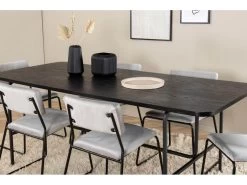 UnoBL Ensemble Table, Table Noir Et 6 Kenth Chaises Velours Gris. -Magasin de meubles de restaurant ensemble table et chaise 22192277