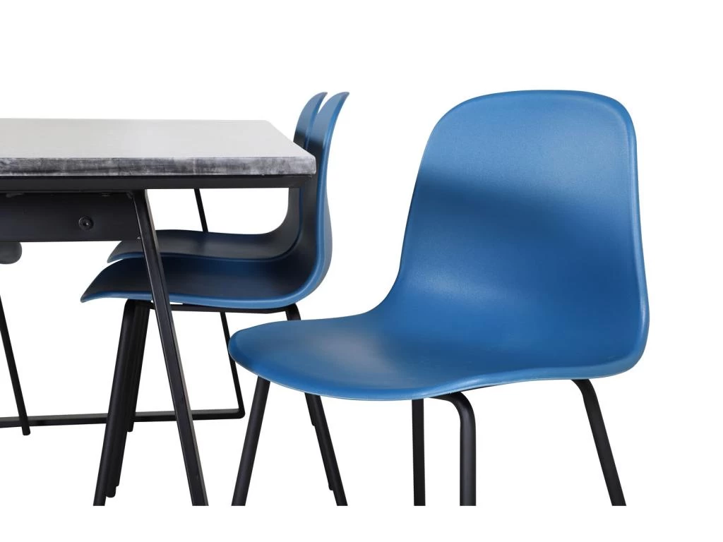 EstelleBLBL Ensemble Table, Table Noir, Marbre Et 6 Arctic Chaises Bleu, Noir. 5 EstelleBLBL Ensemble Table, Table Noir, Marbre Et 6 Arctic Chaises Bleu, Noir. – Image 3