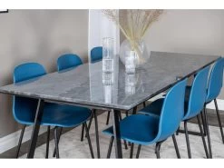 EstelleBLBL Ensemble Table, Table Noir, Marbre Et 6 Arctic Chaises Bleu, Noir. 13 EstelleBLBL Ensemble Table, Table Noir, Marbre Et 6 Arctic Chaises Bleu, Noir. -Magasin de meubles de restaurant ensemble table et chaise 22194427