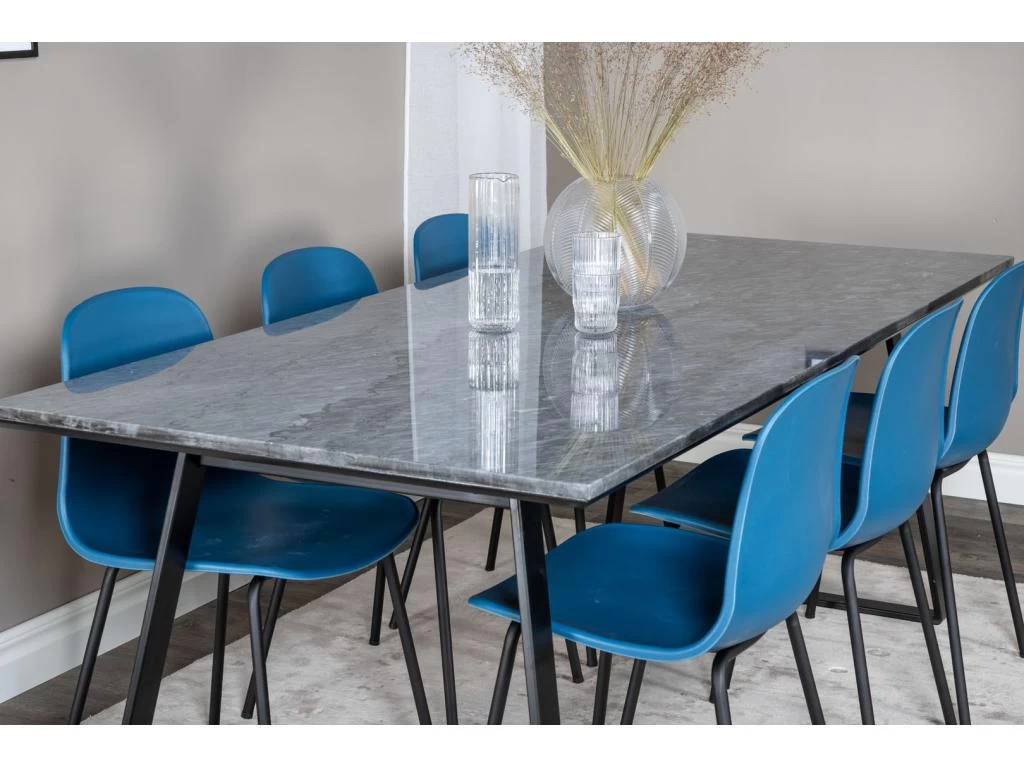 EstelleBLBL Ensemble Table, Table Noir, Marbre Et 6 Arctic Chaises Bleu, Noir. 8 EstelleBLBL Ensemble Table, Table Noir, Marbre Et 6 Arctic Chaises Bleu, Noir. – Image 6