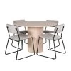 BiancaROWW Ensemble Table, Table Chêne Plaqué Blanc Washed Et 4 Kenth Chaises Velours Gris. -Magasin de meubles de restaurant ensemble table et chaise 22195447