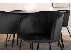 DippØ115BLBL Ensemble Table, Table Noir Et 4 Berit Chaises Velours Noir. -Magasin de meubles de restaurant ensemble table et chaise 22198199