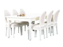 Amaretta Ensemble De Salle à Manger 100x180/280, 2 Extensions Inclues, Vieux Blanc Avec Chaises Rococo Vieux Blanc/beige.