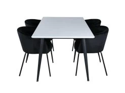 Jimmy150 Ensemble Table, Table Extensible Longueur Cm150 / 240 Blanc Et 4 Berit Chaises Velours Noir. 10 Jimmy150 Ensemble Table, Table Extensible Longueur Cm150 / 240 Blanc Et 4 Berit Chaises Velours Noir. -Magasin de meubles de restaurant ensemble table et chaise 22198373
