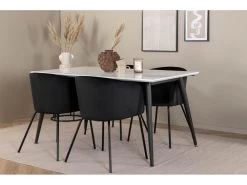 Jimmy150 Ensemble Table, Table Extensible Longueur Cm150 / 240 Blanc Et 4 Berit Chaises Velours Noir. 13 Jimmy150 Ensemble Table, Table Extensible Longueur Cm150 / 240 Blanc Et 4 Berit Chaises Velours Noir. -Magasin de meubles de restaurant ensemble table et chaise 22198379