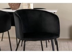 Jimmy150 Ensemble Table, Table Extensible Longueur Cm150 / 240 Blanc Et 4 Berit Chaises Velours Noir. 15 Jimmy150 Ensemble Table, Table Extensible Longueur Cm150 / 240 Blanc Et 4 Berit Chaises Velours Noir. -Magasin de meubles de restaurant ensemble table et chaise 22198383