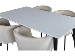 Jimmy150 Ensemble Table, Table Extensible Longueur Cm150 / 240 Blanc Et 4 Berit Chaises Velours Beige. 11 Jimmy150 Ensemble Table, Table Extensible Longueur Cm150 / 240 Blanc Et 4 Berit Chaises Velours Beige. -Magasin de meubles de restaurant ensemble table et chaise 22198473