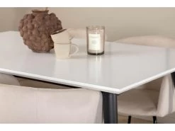 Jimmy150 Ensemble Table, Table Extensible Longueur Cm150 / 240 Blanc Et 4 Berit Chaises Velours Beige. 14 Jimmy150 Ensemble Table, Table Extensible Longueur Cm150 / 240 Blanc Et 4 Berit Chaises Velours Beige. -Magasin de meubles de restaurant ensemble table et chaise 22198479
