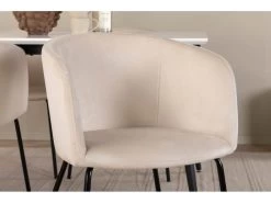 Jimmy150 Ensemble Table, Table Extensible Longueur Cm150 / 240 Blanc Et 4 Berit Chaises Velours Beige. 15 Jimmy150 Ensemble Table, Table Extensible Longueur Cm150 / 240 Blanc Et 4 Berit Chaises Velours Beige. -Magasin de meubles de restaurant ensemble table et chaise 22198481