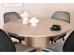 BiancaROWW Ensemble Table, Table Chêne Plaqué Blanc Washed Et 4 Emma Chaises Velours Gris,noir. -Magasin de meubles de restaurant ensemble table et chaise 22199539