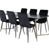 PippiCO Ensemble Table, Table Noir Et 6 Windu Lyx Chaises Velours Noir. -Magasin de meubles de restaurant ensemble table et chaise 22202163