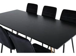 PippiCO Ensemble Table, Table Noir Et 6 Windu Lyx Chaises Velours Noir. -Magasin de meubles de restaurant ensemble table et chaise 22202167