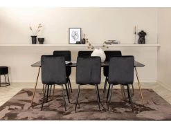 PippiCO Ensemble Table, Table Noir Et 6 Windu Lyx Chaises Velours Noir. -Magasin de meubles de restaurant ensemble table et chaise 22202169