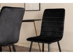 PippiCO Ensemble Table, Table Noir Et 6 Windu Lyx Chaises Velours Noir. -Magasin de meubles de restaurant ensemble table et chaise 22202173