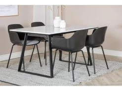 Estelle Ensemble Table, Table Marbre Blanc Et 4 Comfort Chaises Noir. -Magasin de meubles de restaurant ensemble table et chaise 22202333
