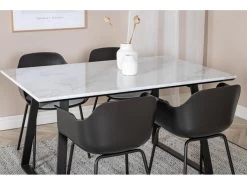 Estelle Ensemble Table, Table Marbre Blanc Et 4 Comfort Chaises Noir. -Magasin de meubles de restaurant ensemble table et chaise 22202337