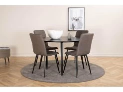 DippØ115BLBL Ensemble Table, Table Noir Et 4 Windu Lyx Chaises Gris.