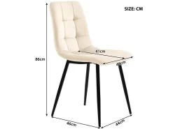 Ensemble Table Et 4 Chaises - Table Noire 117x68cm - Structure En Métal - Chaise En Velours Beige -Magasin de meubles de restaurant ensemble table et chaise 22720819