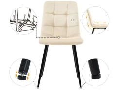 Ensemble Table Et 4 Chaises - Table Noire 117x68cm - Structure En Métal - Chaise En Velours Beige -Magasin de meubles de restaurant ensemble table et chaise 22720821